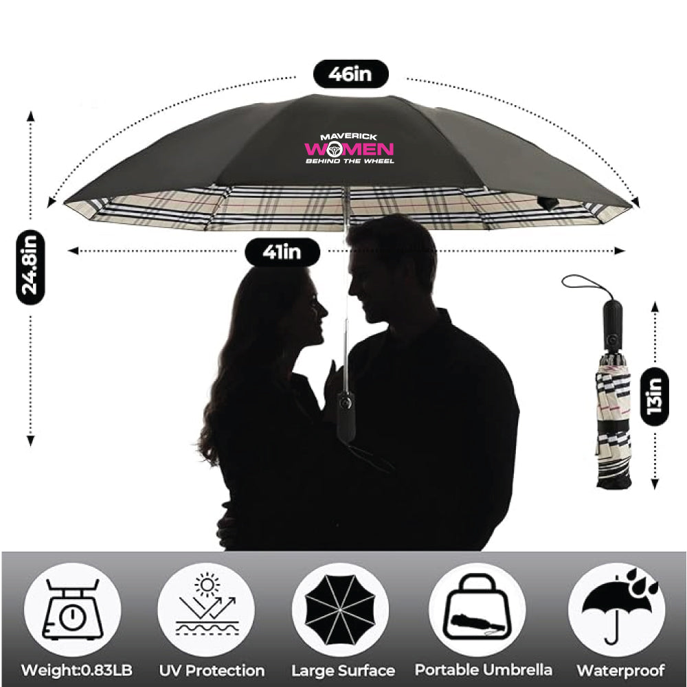 Women Behind the Wheel Plaid Umbrella